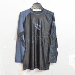 NWT Da Hui Mens Long Sleeve Rash Guard BLACK/ BLUE